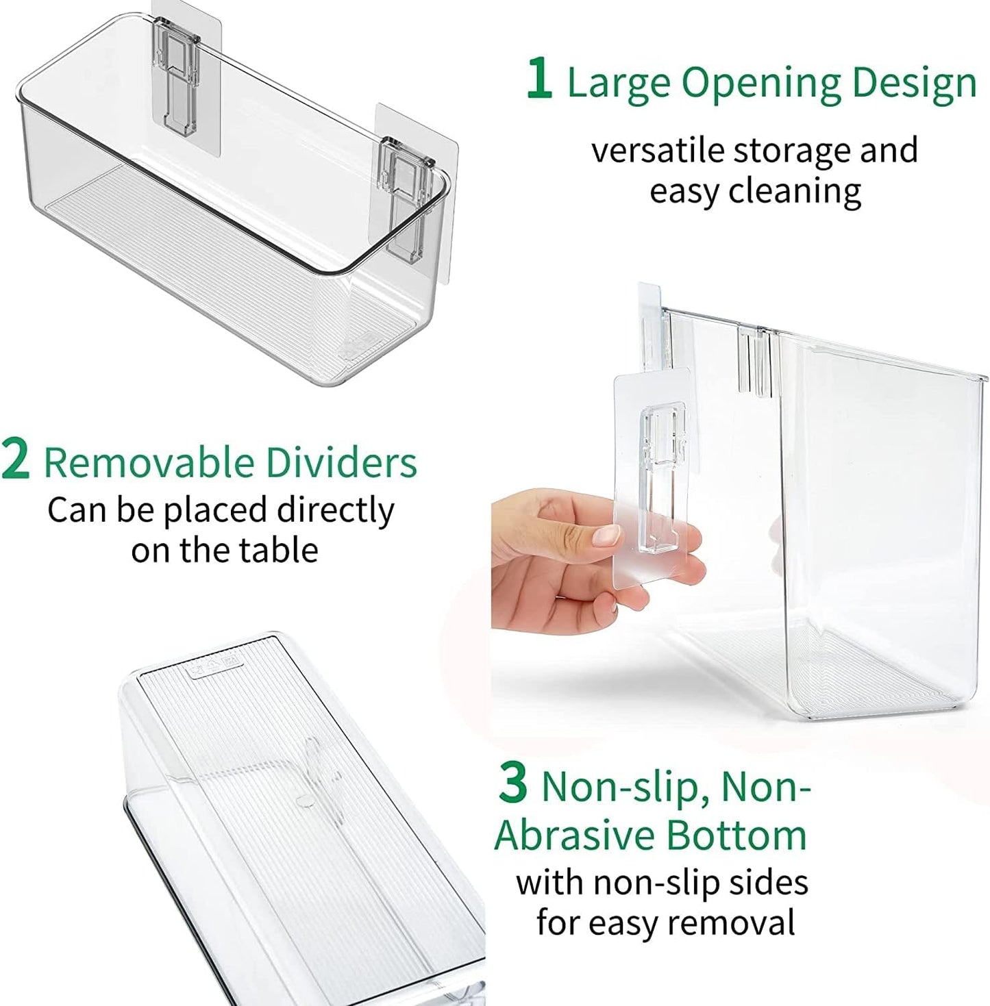 2 Pack Plastic Adhesive Mount Over Cabinet Door Organizer