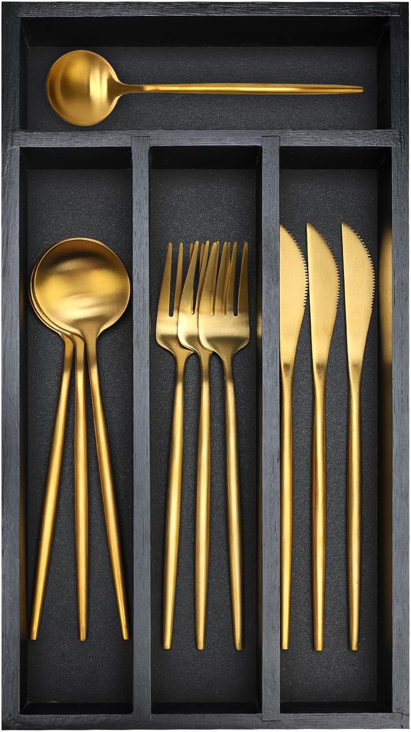 Small Bamboo Silverware Drawer Organizer Kitchen Utensil Spo