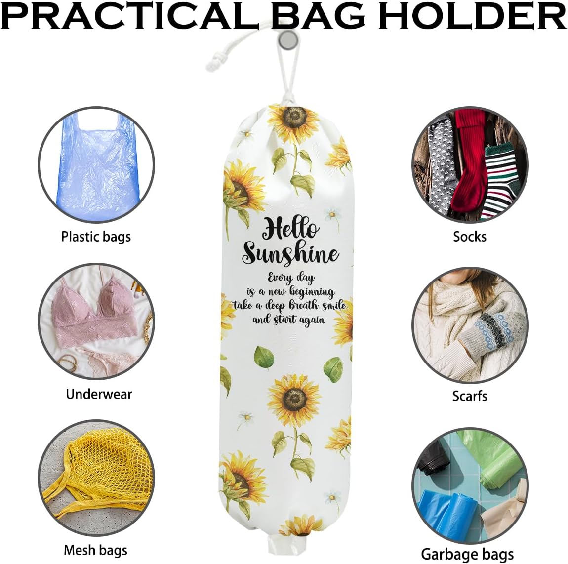 2Pcs Sunflower Plastic Bag Holder for Kitchen Essentials