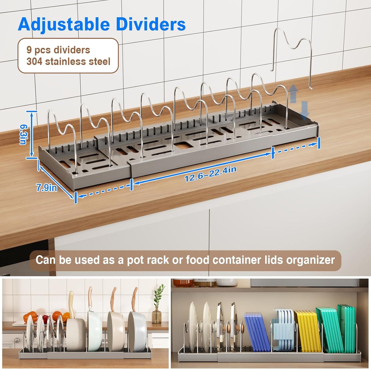 2 Pack Pots and Pans Organizer Under Cabinet
