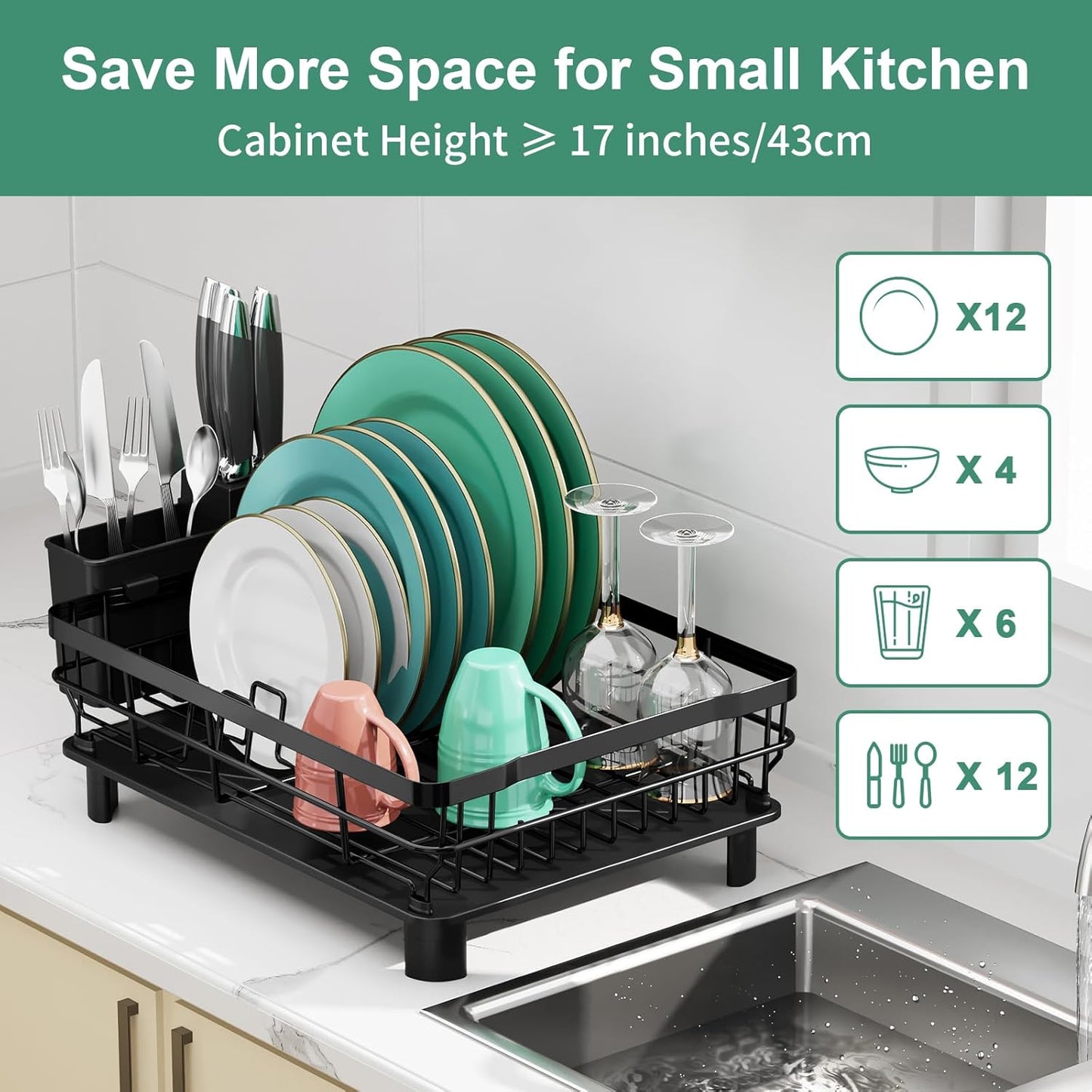 Dish Drying Rack, Dish Rack, Stainless Steel Dish Racks for Kitchen Counter