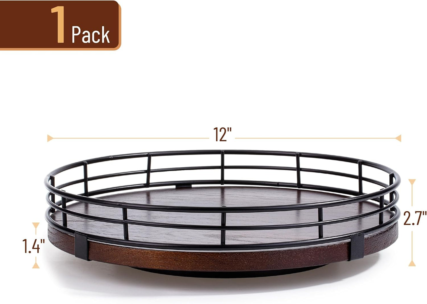 Lazy Susan Turntable Organizer, 12", Dark Mahogany Lazy Susan for Table Top