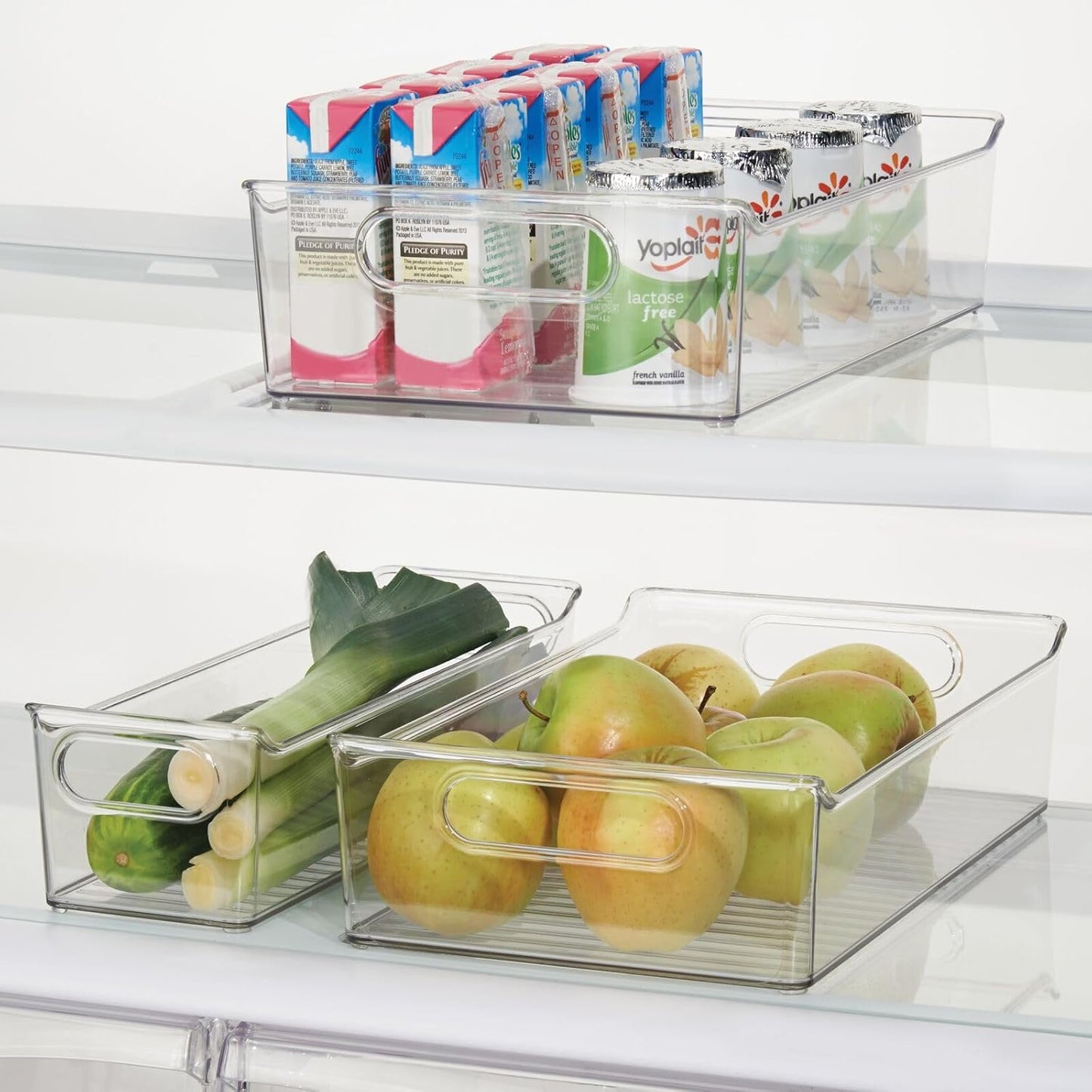Plastic Kitchen or Pantry Storage Bins with Handles - Organization in Cabinet