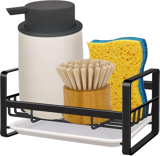 Kitchen Sink Caddy Sponge Holder Organizer, Sink Tray Drainer Rack