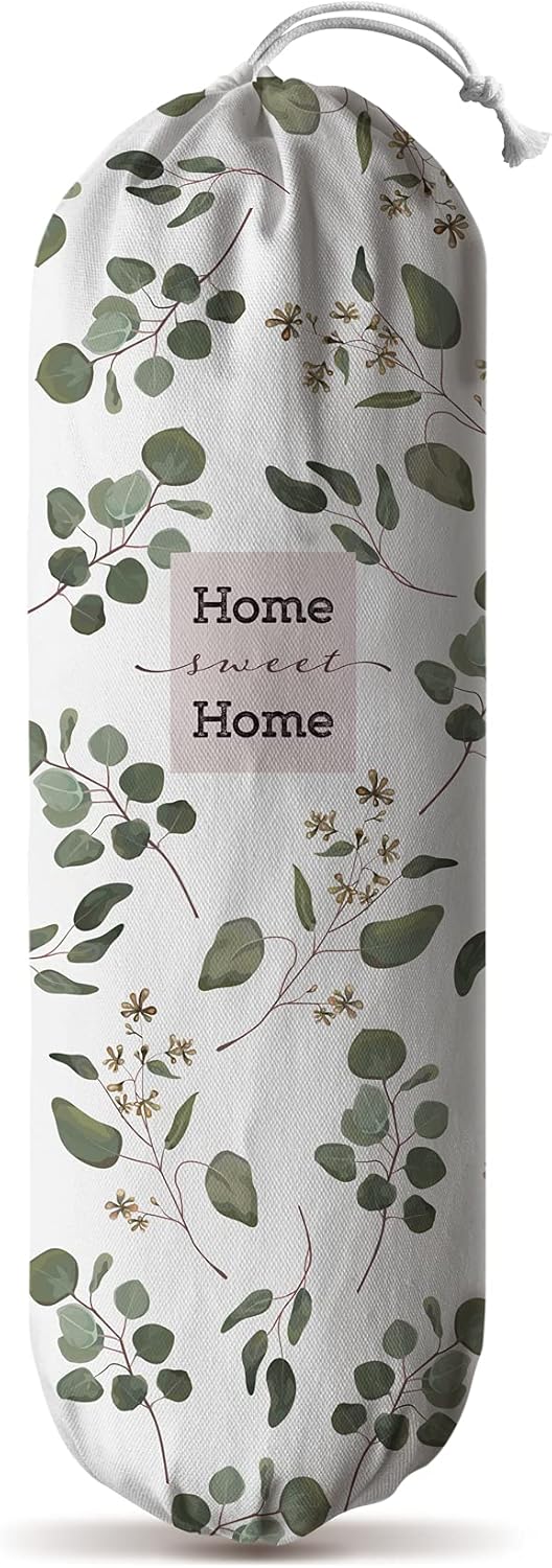 Grocery Bag Storage Dispenser,Eucalyptus Leaves Plastic Bag Holder,Garbage Shopping Trash bags Carrier Organizer,Farmhouse Sweet Home Kitchen Decor,Gifts for Women Grandma Mom