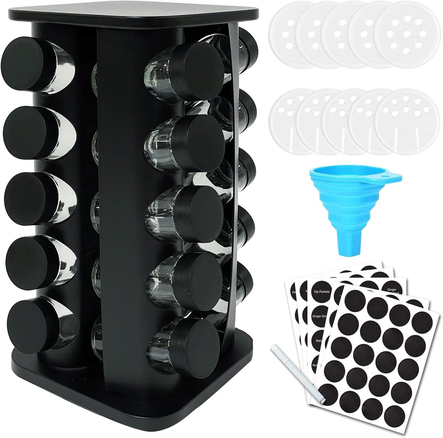 Rotating Spice Rack, Spice Rack Organizer for Cabinet, Spice Rack with Jars(20-Jar)