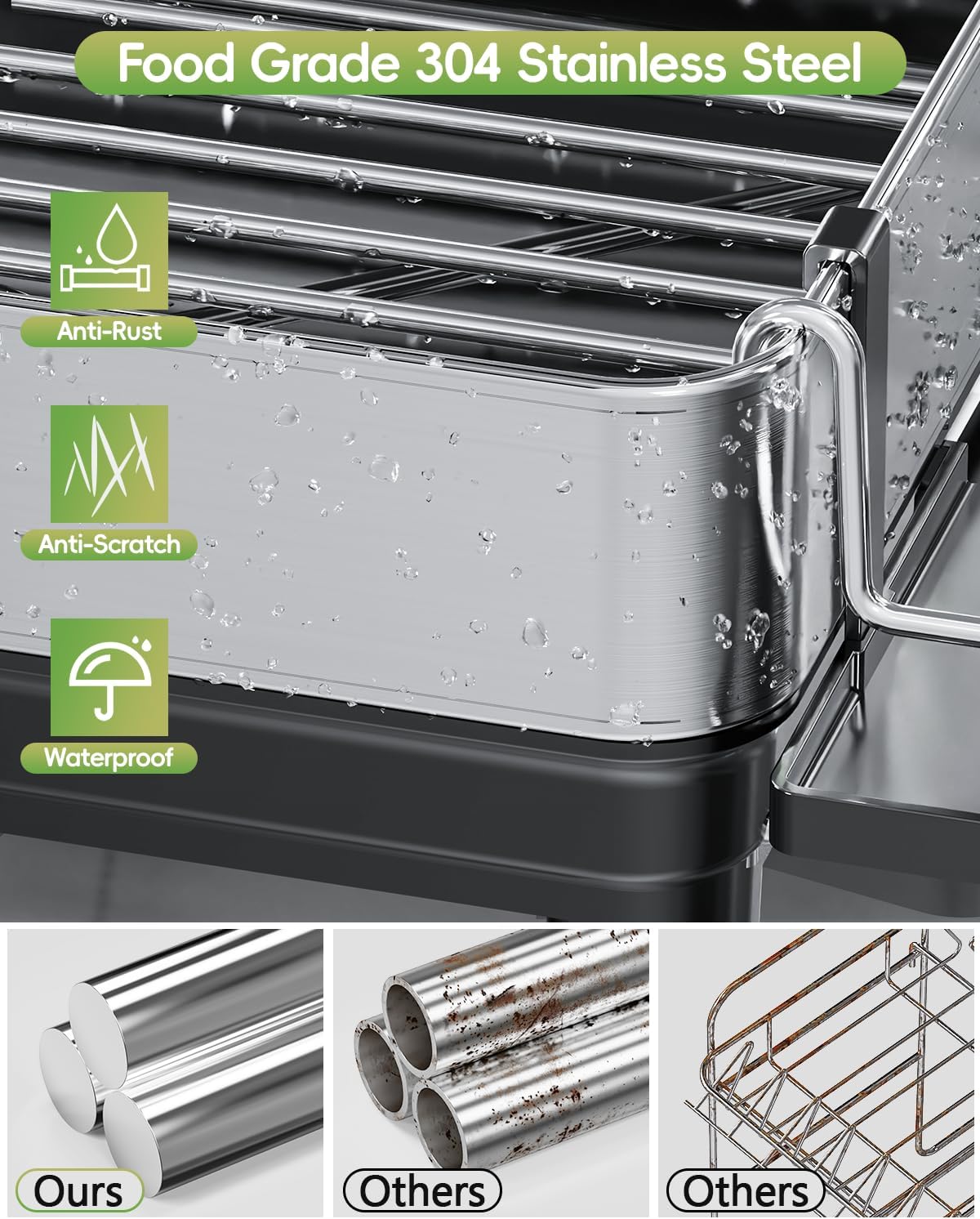 Dish Racks, Thicker Premium 304 Stainless Steel Dish Drying Rack for Kitchen Counter