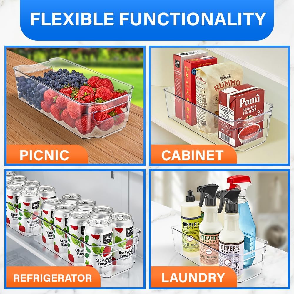 Pantry Organizers and Storage Bins - Stackable Clear Bins for Kitchen and Freezer