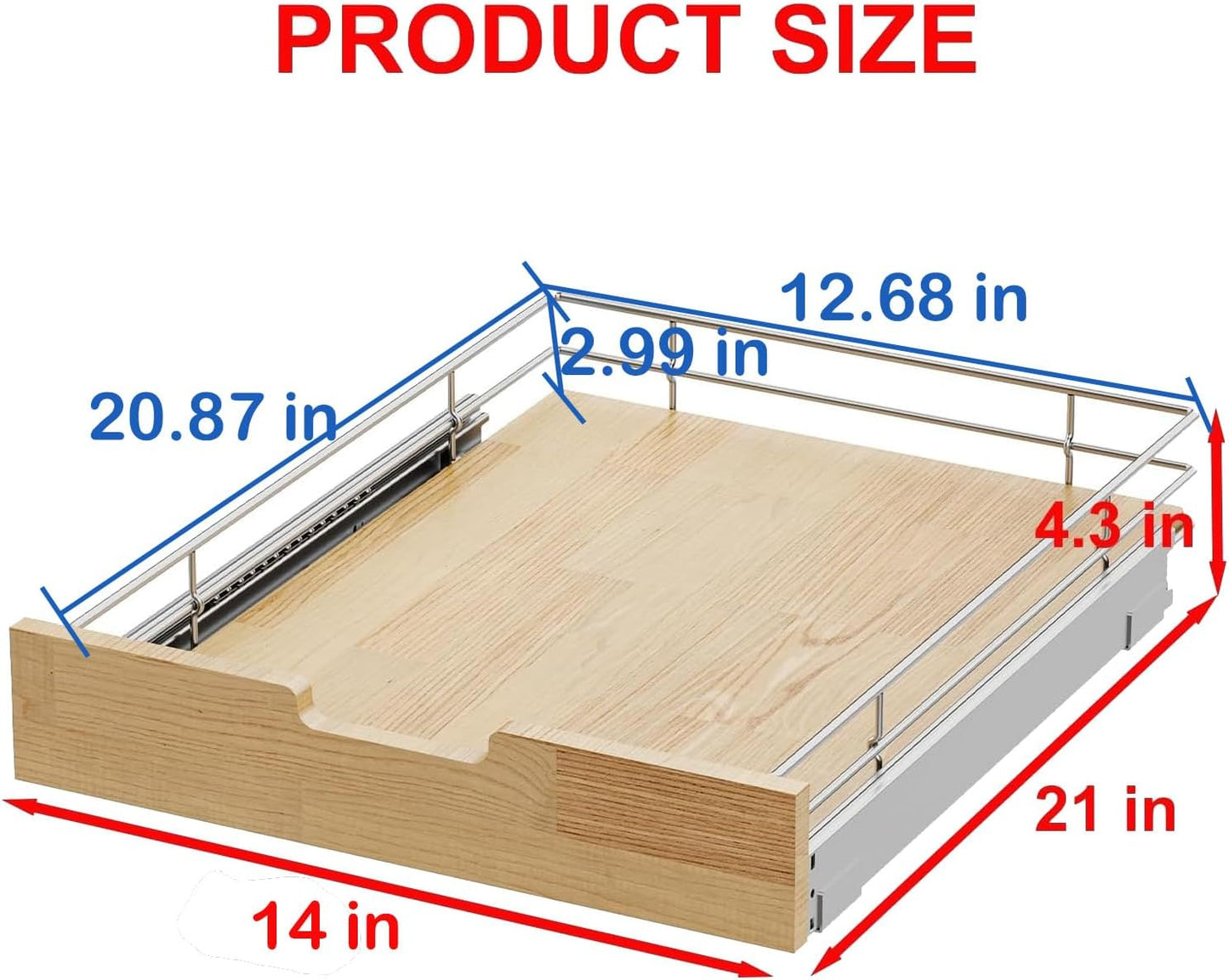Pull Out Cabinet Organizer,Heavy-Duty Slide Out Shelf, Wood And Wire Basket