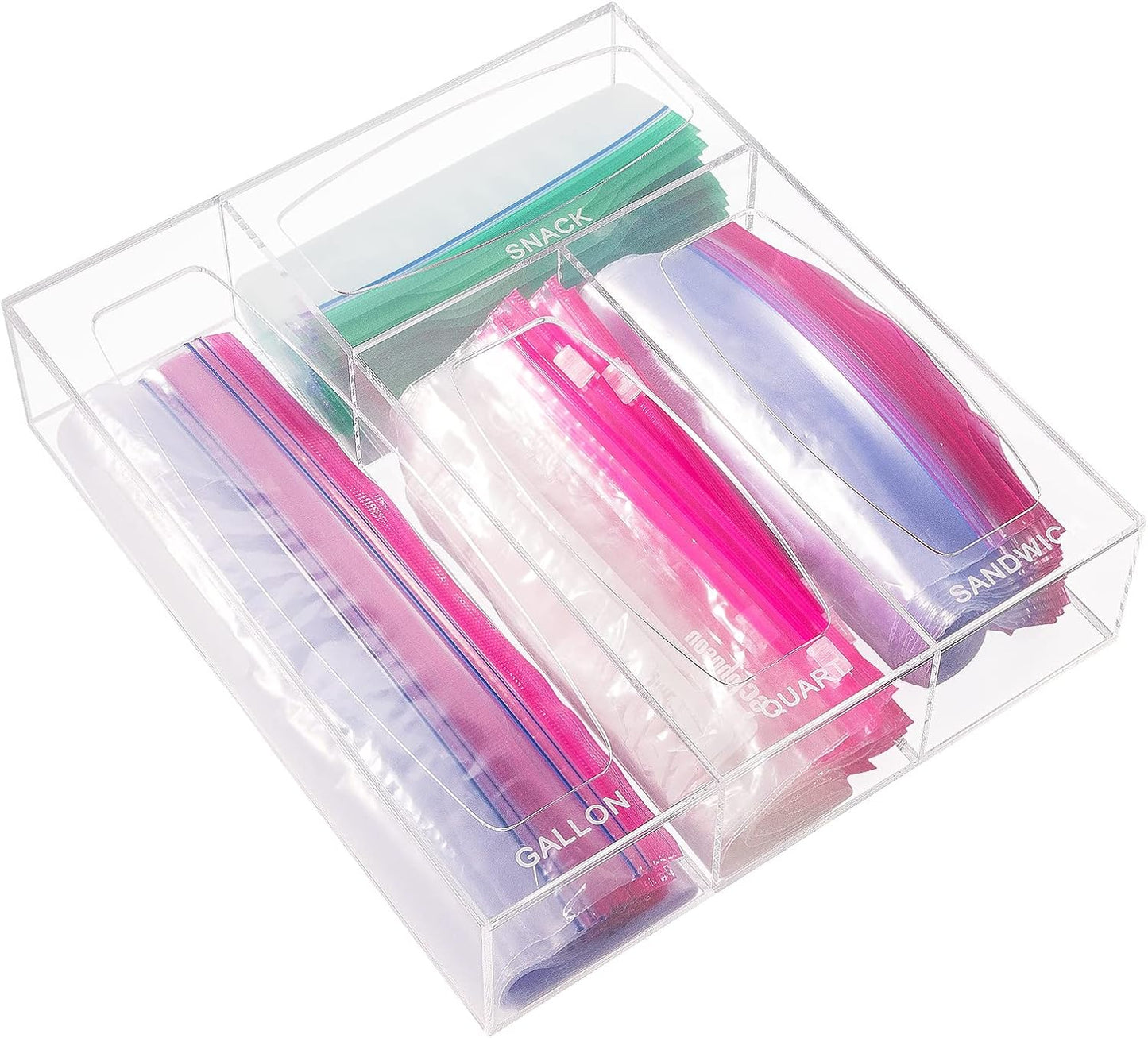 Acrylic Bags Storage Organizer - Baggie Bags Drawer Organizer & Plastic Food Storage Bags Holder