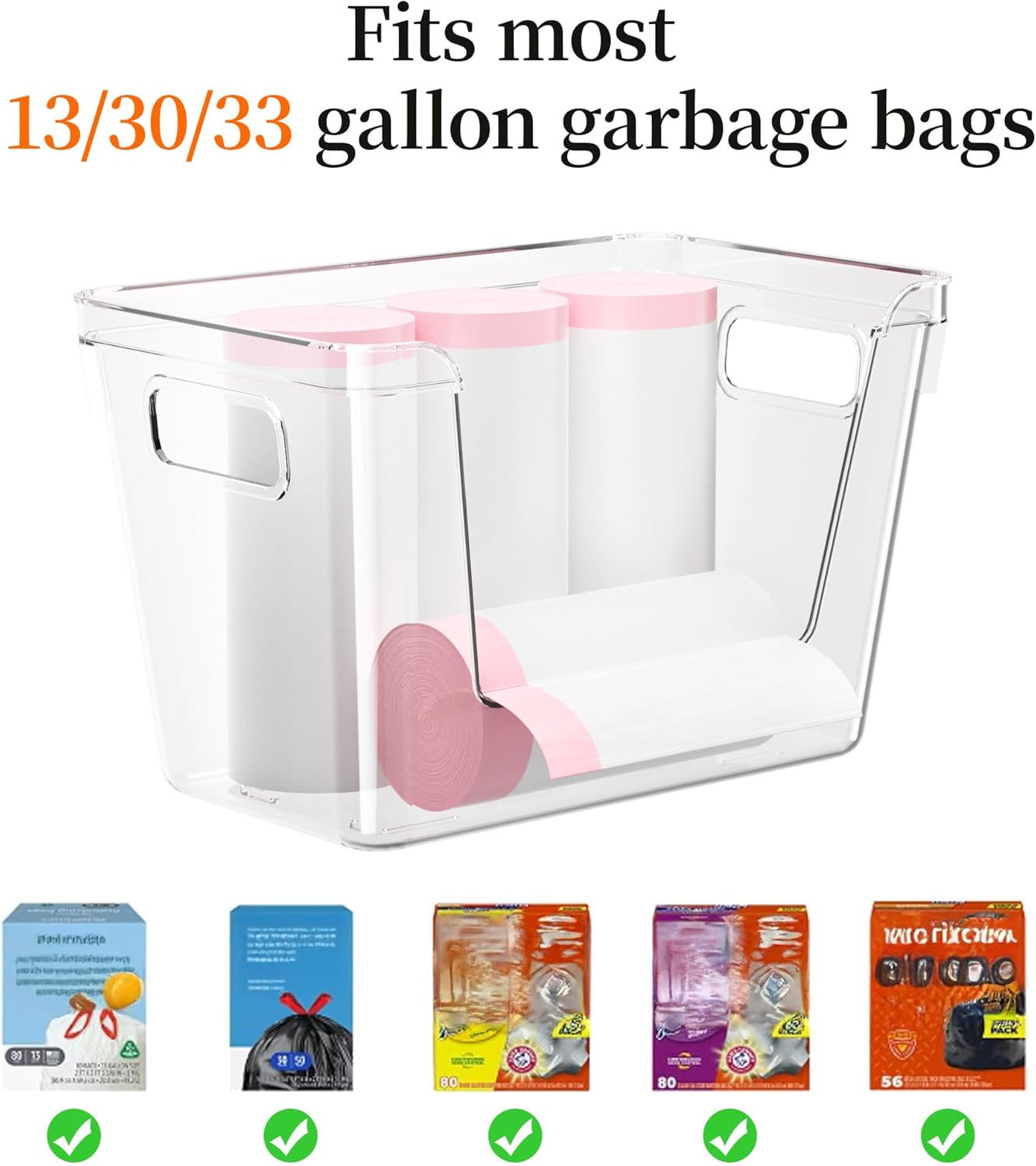 Acrylic Trash Bag Holder, 2 Pack Stackable Garbage Holder for 4-33 Gallon Bags
