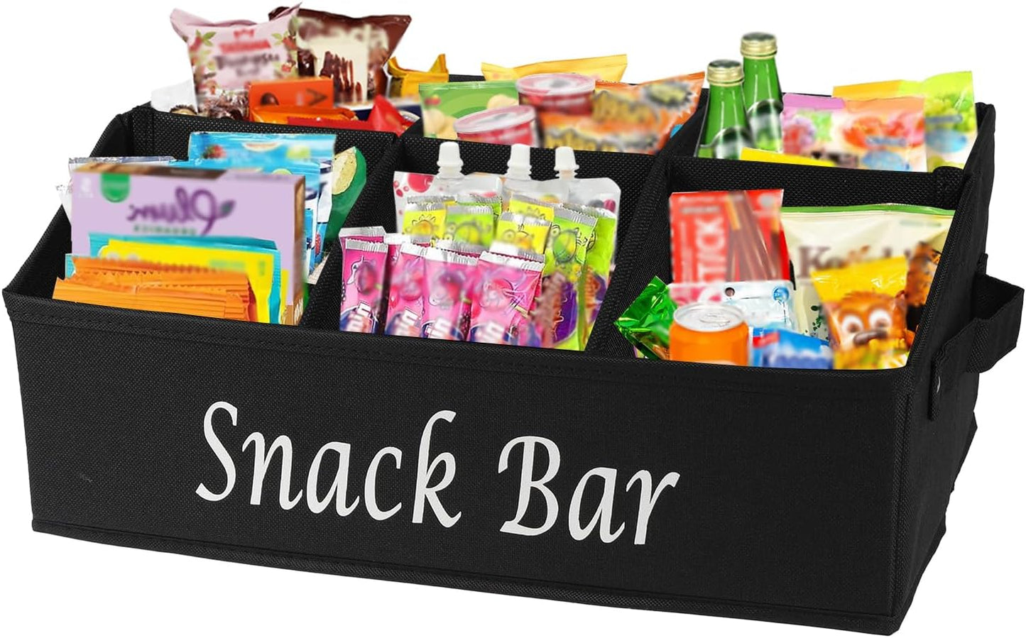 Snack Organizer for Countertop, Trapezoid Fabric Snack Bin Holder with Side Handles