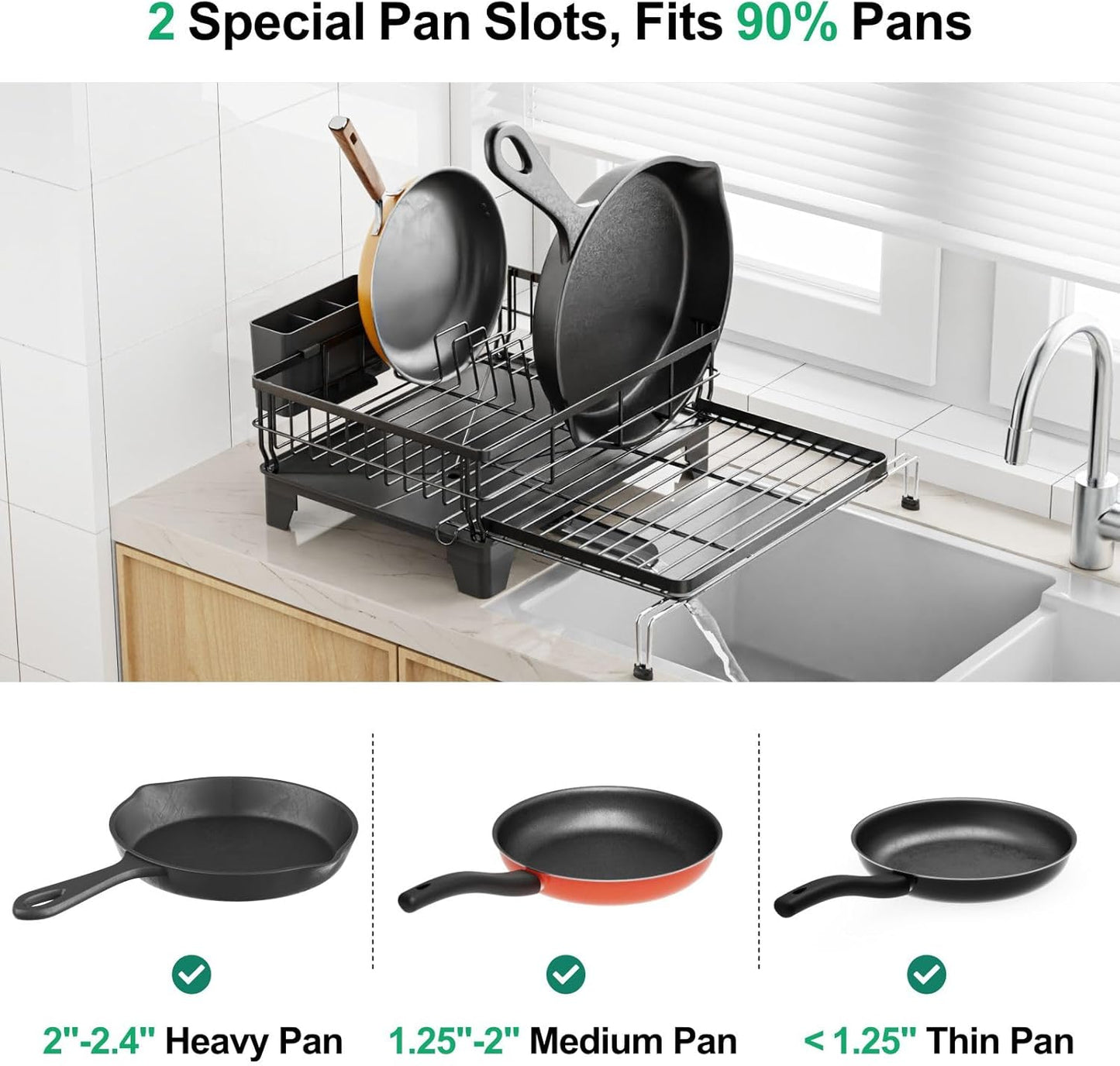 Expandable Dish Drying Rack for Kitchen Counter