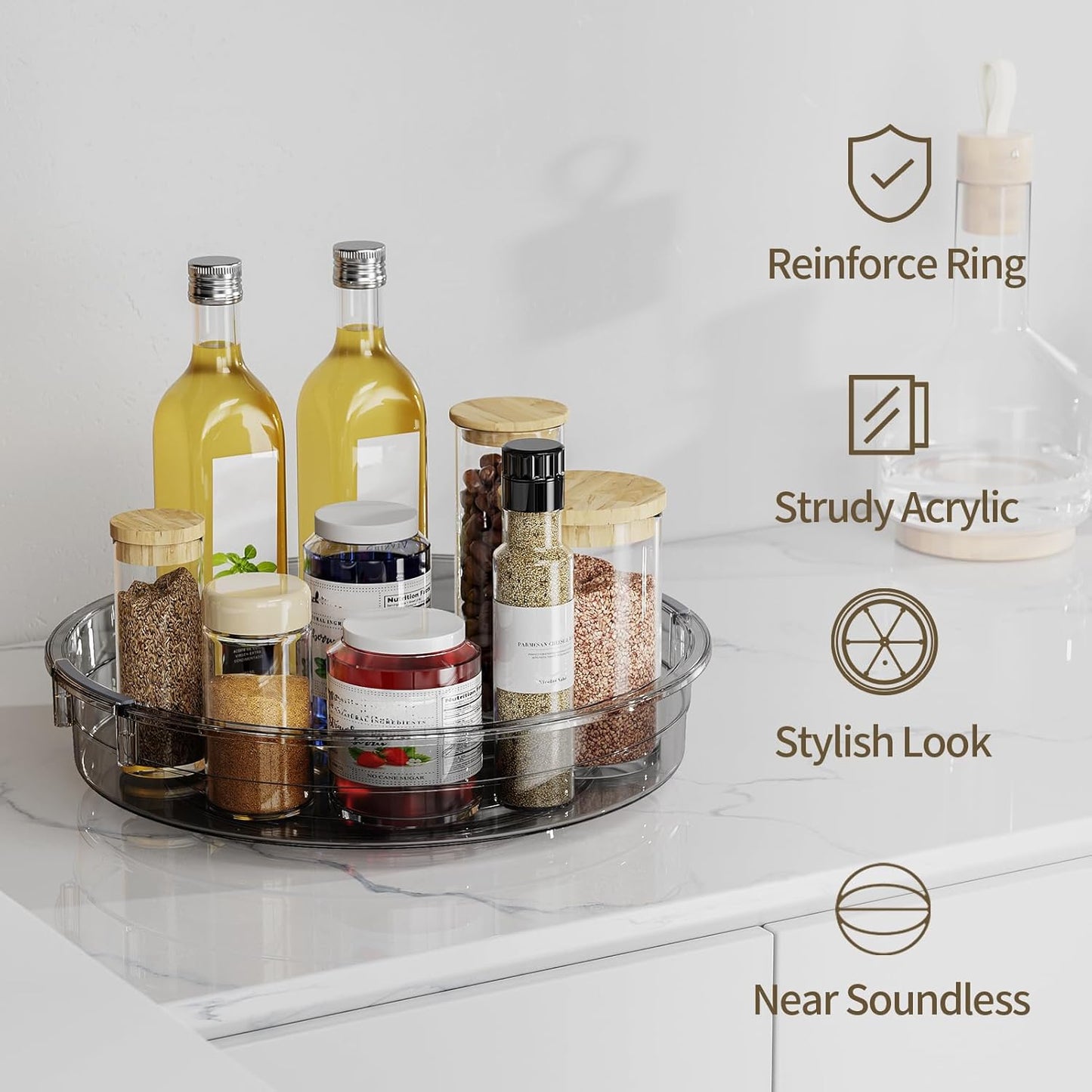 3 Pack Lazy Susan Organizer Turntable for Cabinet