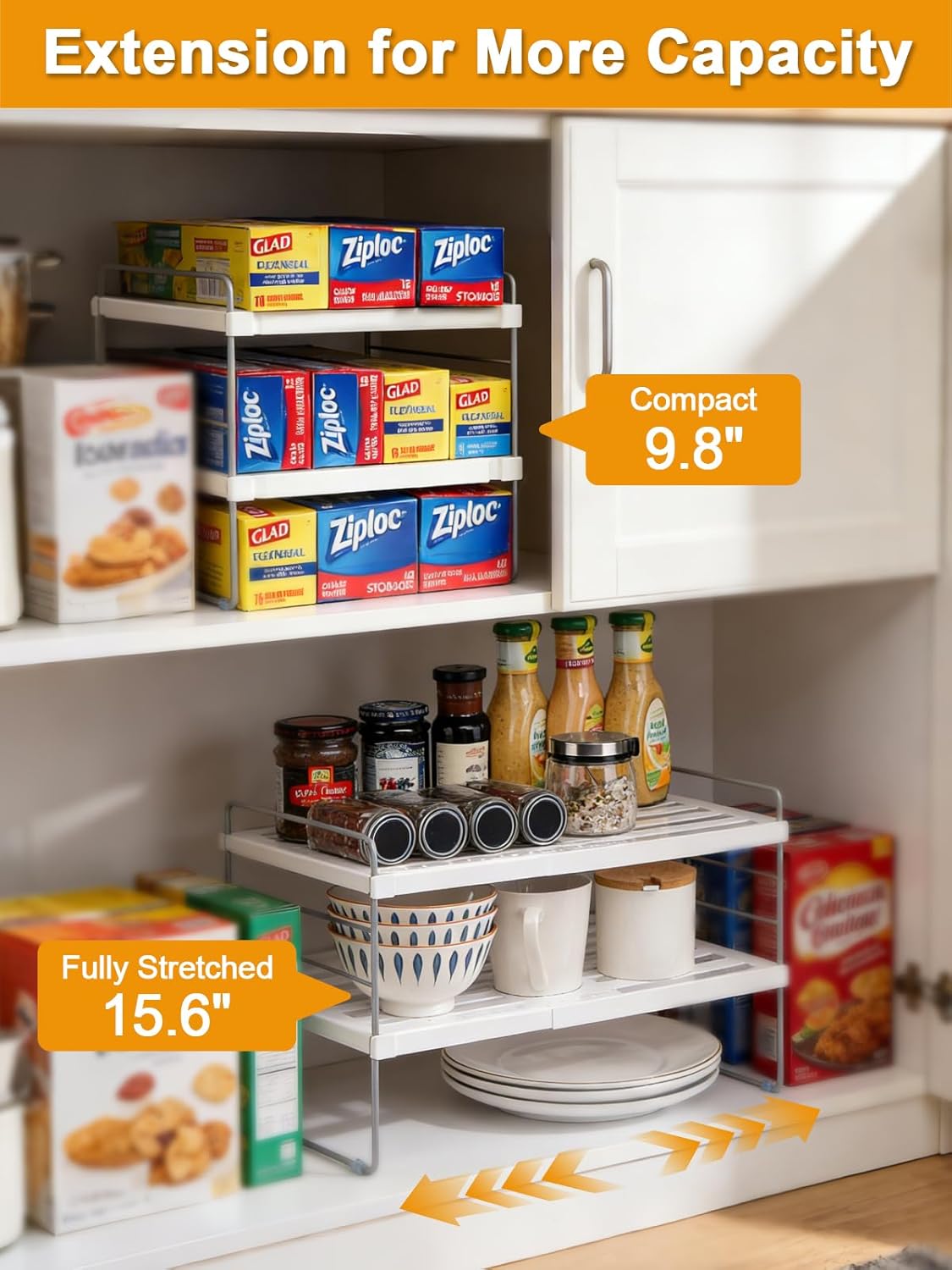 Foil and Plastic Wrap Organizer, Expandable Kitchen Pantry Storage