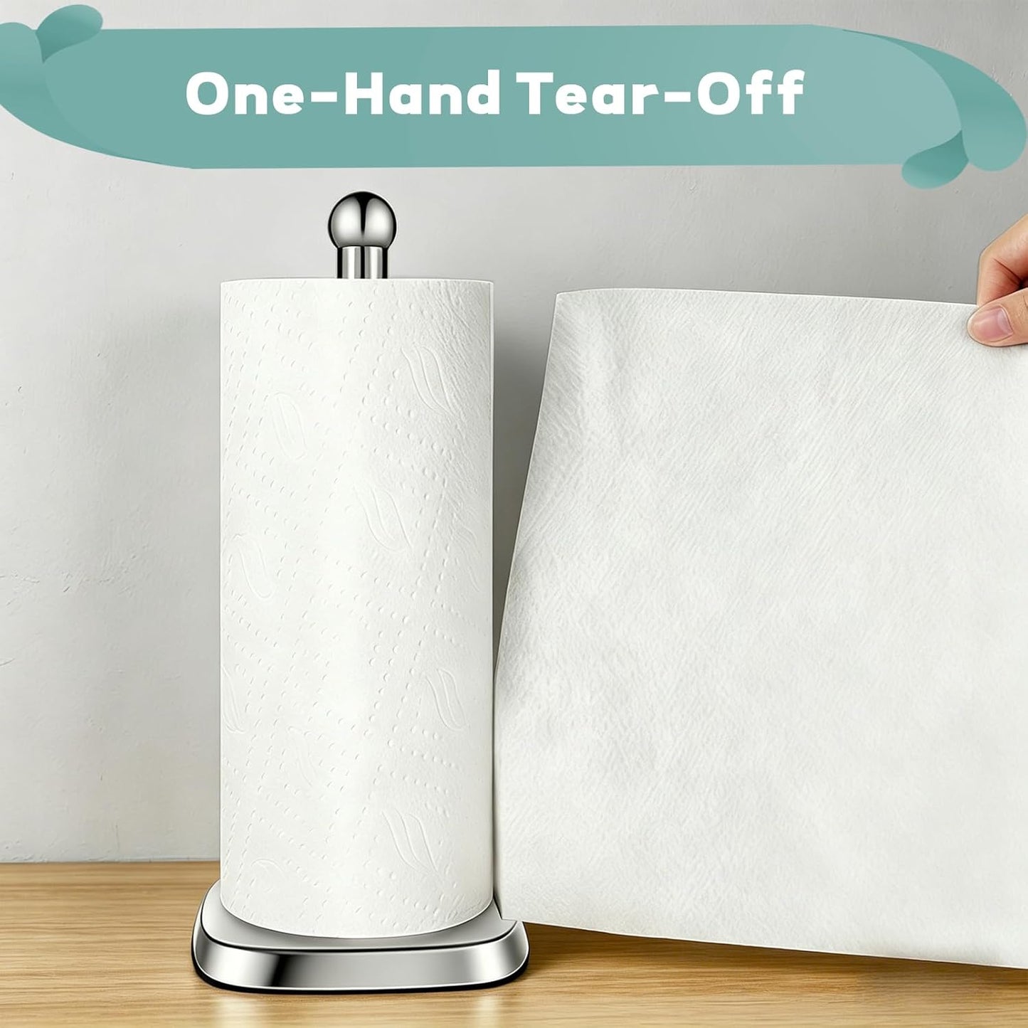 Secure Grip Paper Towel Holder Countertop, Easy to Tear with One-Hand