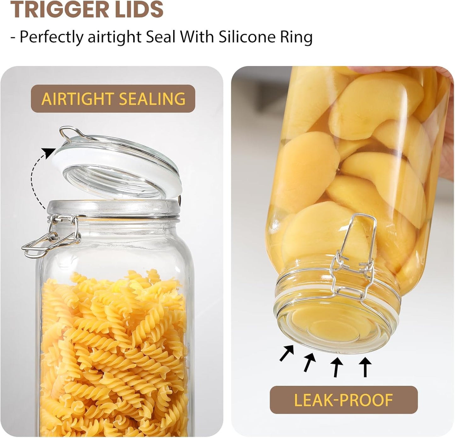 [ Taller ] 92oz Glass Jars with Airtight Lid, Large Glass Food Storage Jars