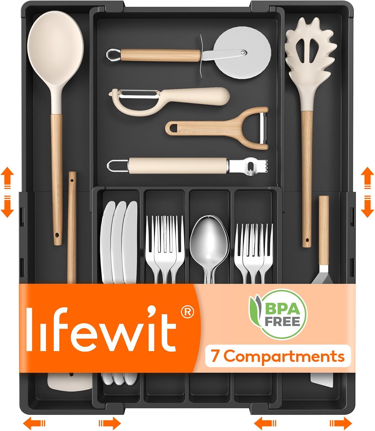 Silverware Drawer Organizer, Expandable BPA Free Utensil Tray for Kitchen