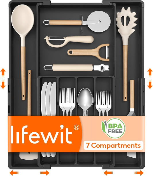 Silverware Drawer Organizer, Expandable BPA Free Utensil Tray for Kitchen