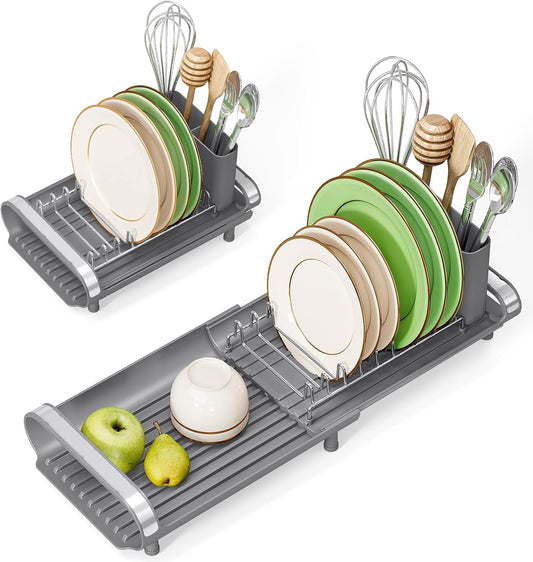 Small Dish Drying Rack, Mini Expandable Compact Dish Rack