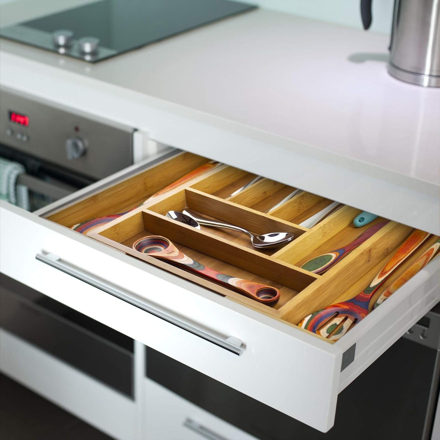 Kitchen Drawer Organizer, Expandable Silverware Organizer and Utensil Holder