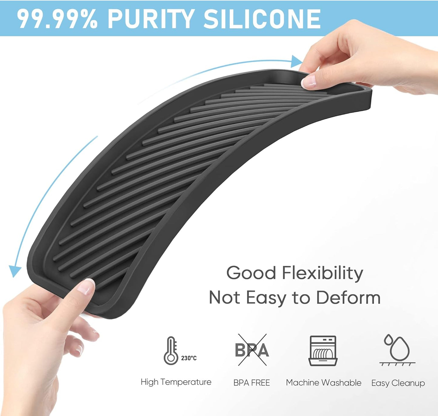 Kitchen Sink Organizer Tray,Sponge Holder for Kitchen Sink Bathroom Counter Tray Sponge Caddy Silicone Soap Holder for Soap dispenser, Bottle, Dishwashing Accessories(2-pack)