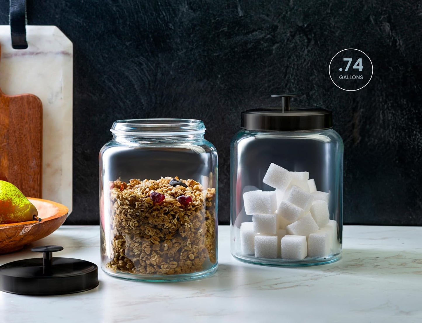 Glass Kitchen Canister Set, Food & Storage Containers for Pantry, Bathroom Apothecary Jars