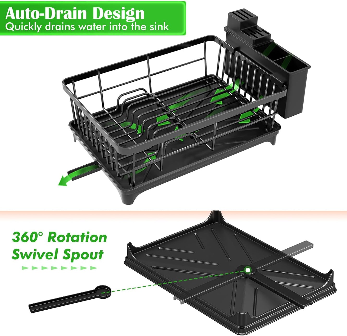 Dish Drying Rack - Space-Saving Small Dish Rack for Kitchen Counter