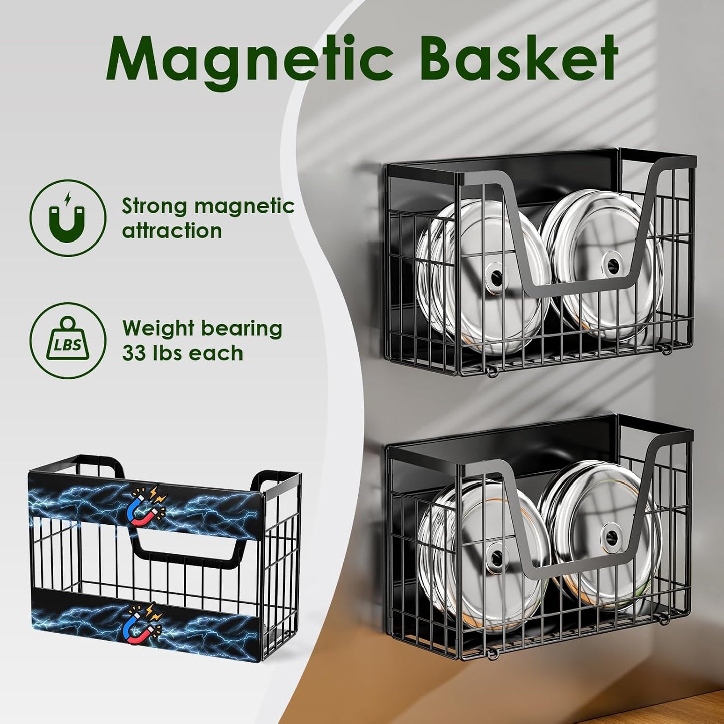 2 Set Magnetic Shelf for Fridge, Potato & Onion Storage Bins