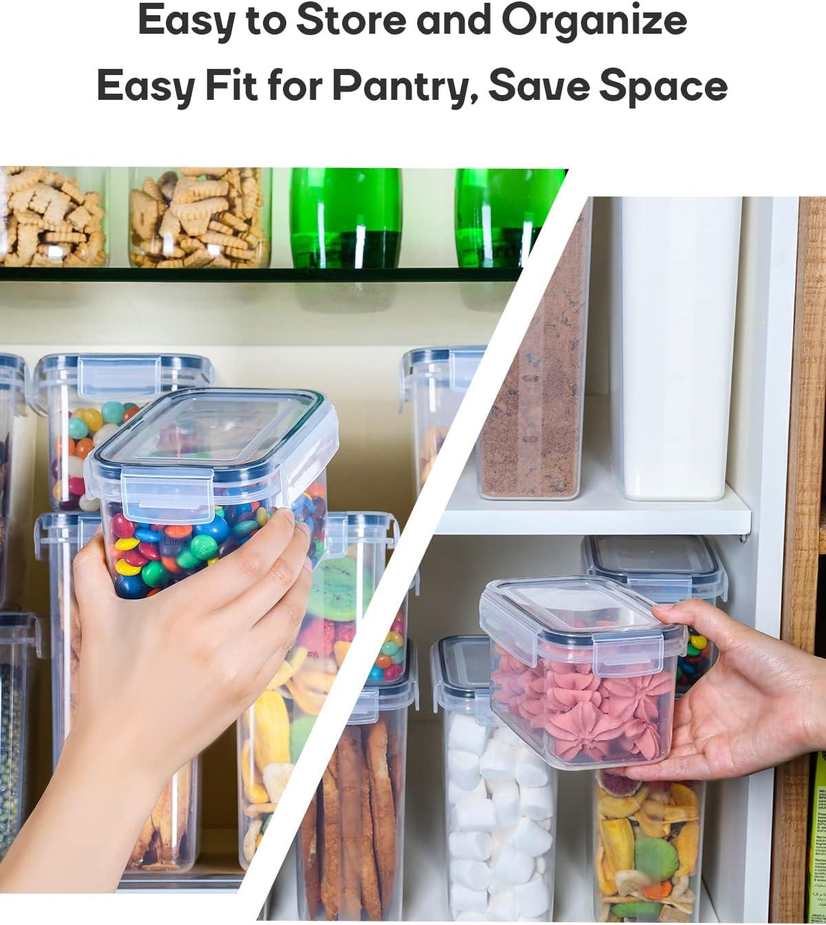 Airtight Food Storage Containers with Lids, Clear Pantry Canister Set for Kitchen Organization