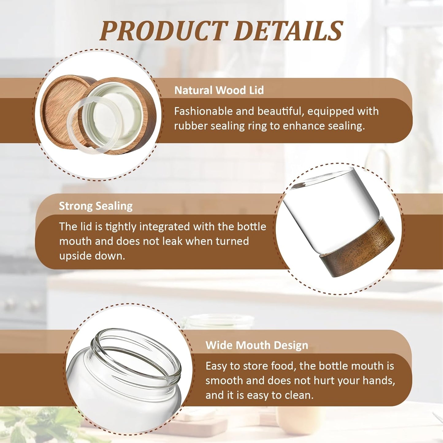 40 oz/1200 ml Clear Glass Storage Canister with Airtight Wooden Screw Lid