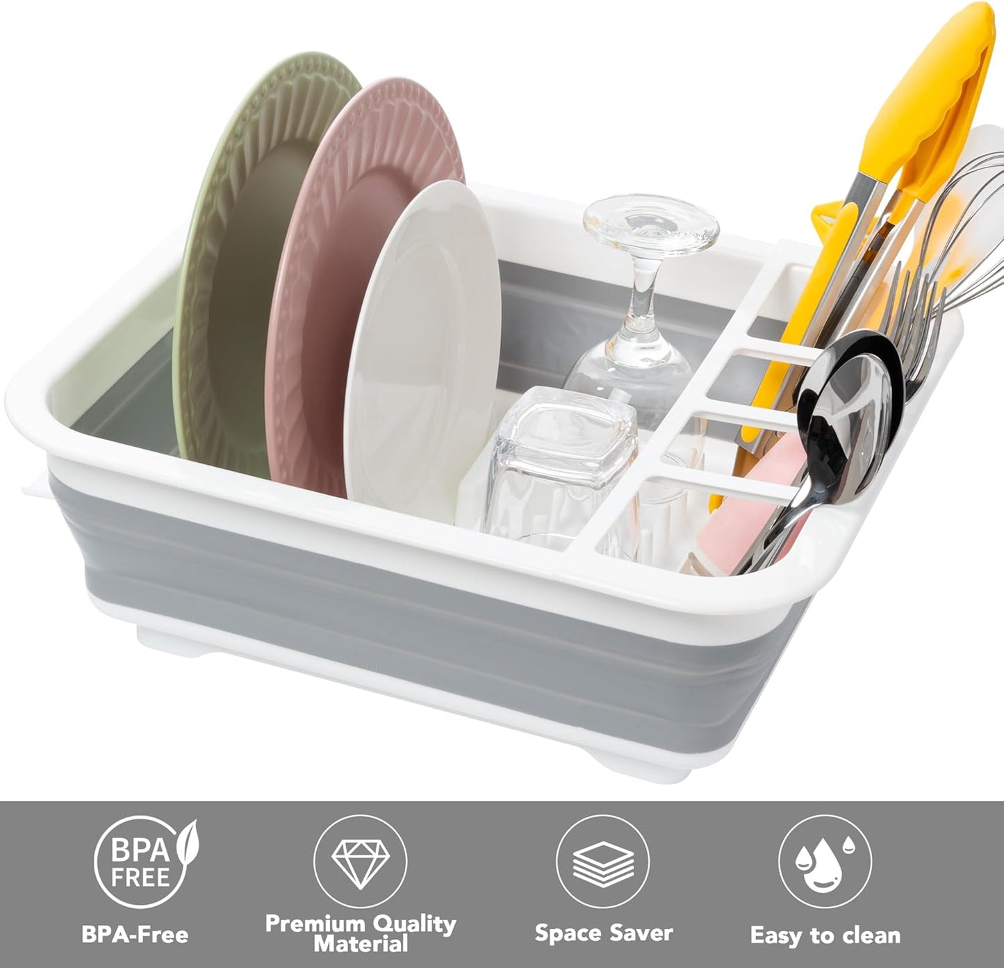 Collapsible Dish Drying Rack, Pop Up Dinnerware Drainer