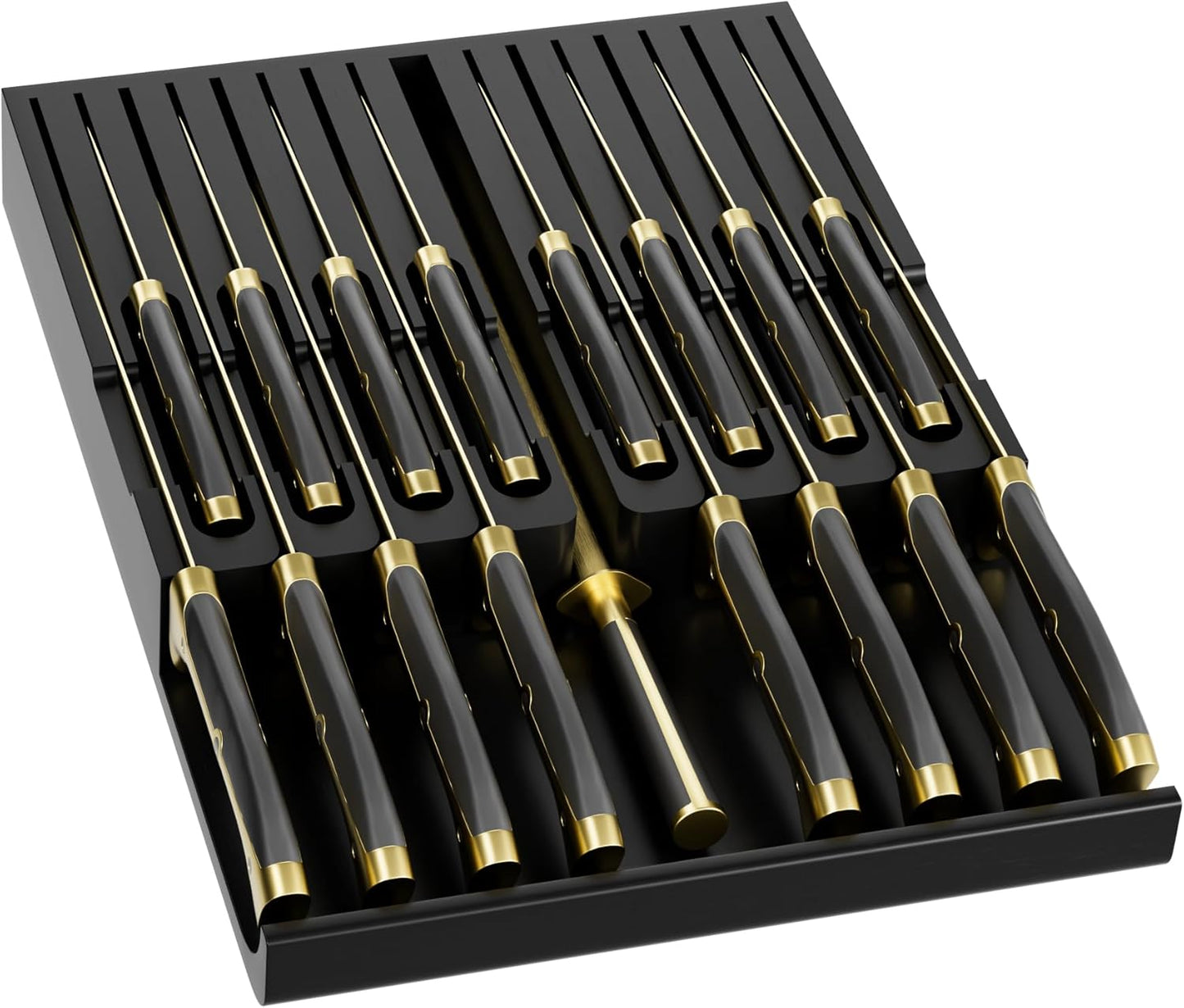 Bamboo In-drawer Knife Block - Kitchen Knife Drawer Organizer Insert