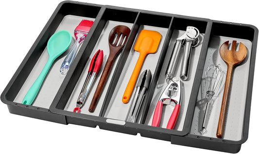 Expandable Utensil Tray, 8 Compartment Organizer for Forks, Knives & Spoons