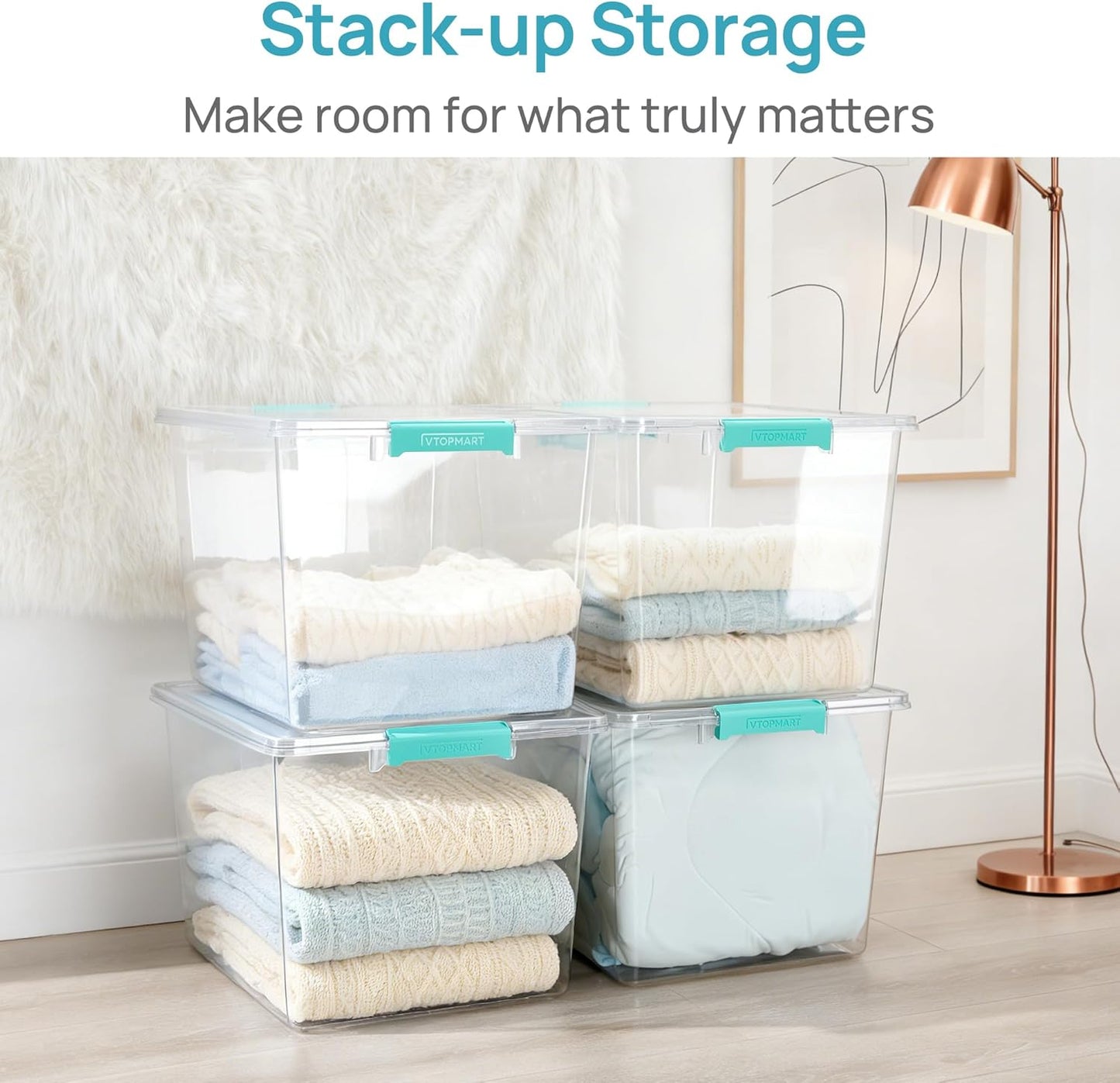4 Pack 72 QT Crystal Clear Storage Bins with Lids