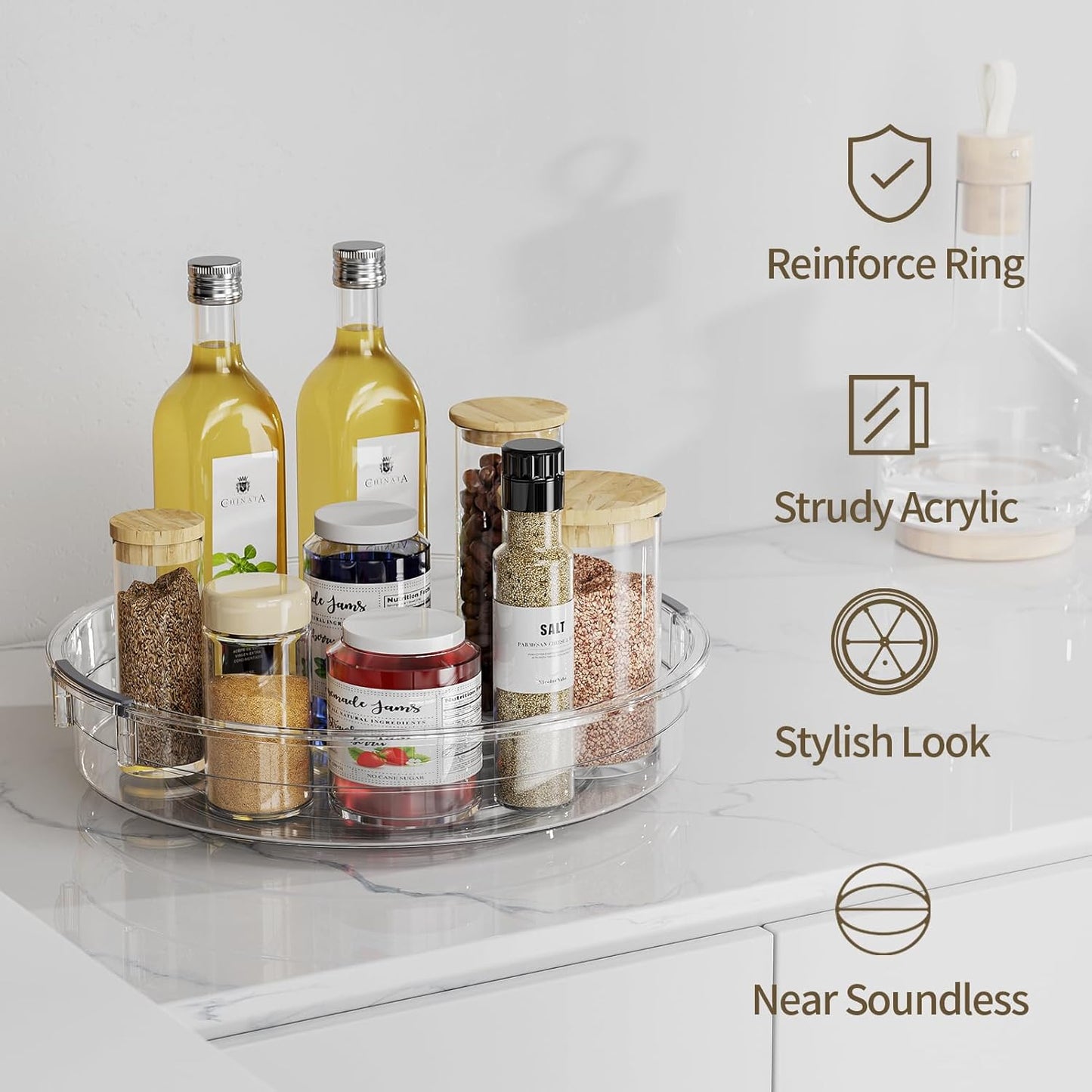 3 Pack Lazy Susan Organizer Turntable for Cabinet, Pantry Organizers and Storage