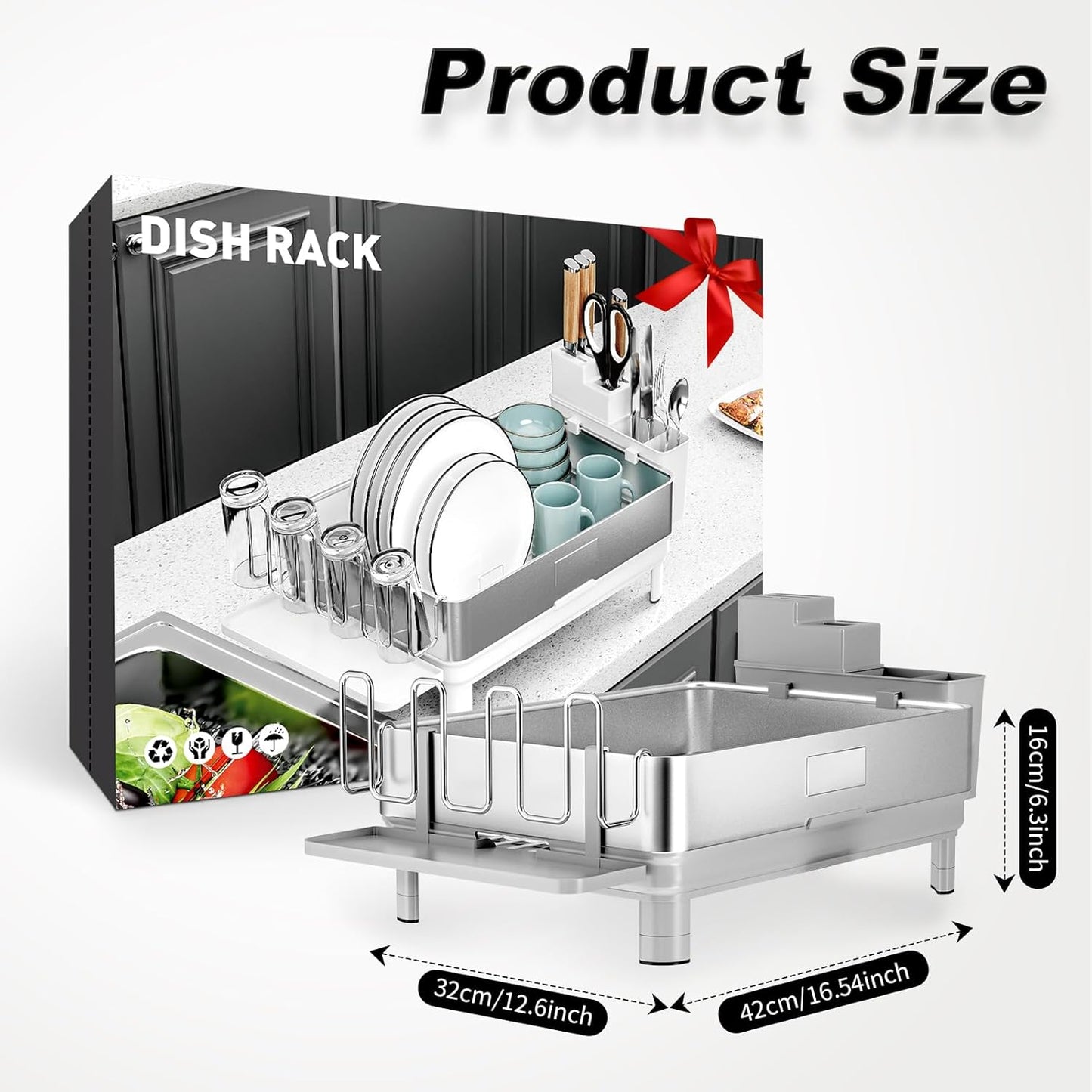 Dish Drying Rack, 304 Stainless Steel Dish Racks for Kitchen Counter