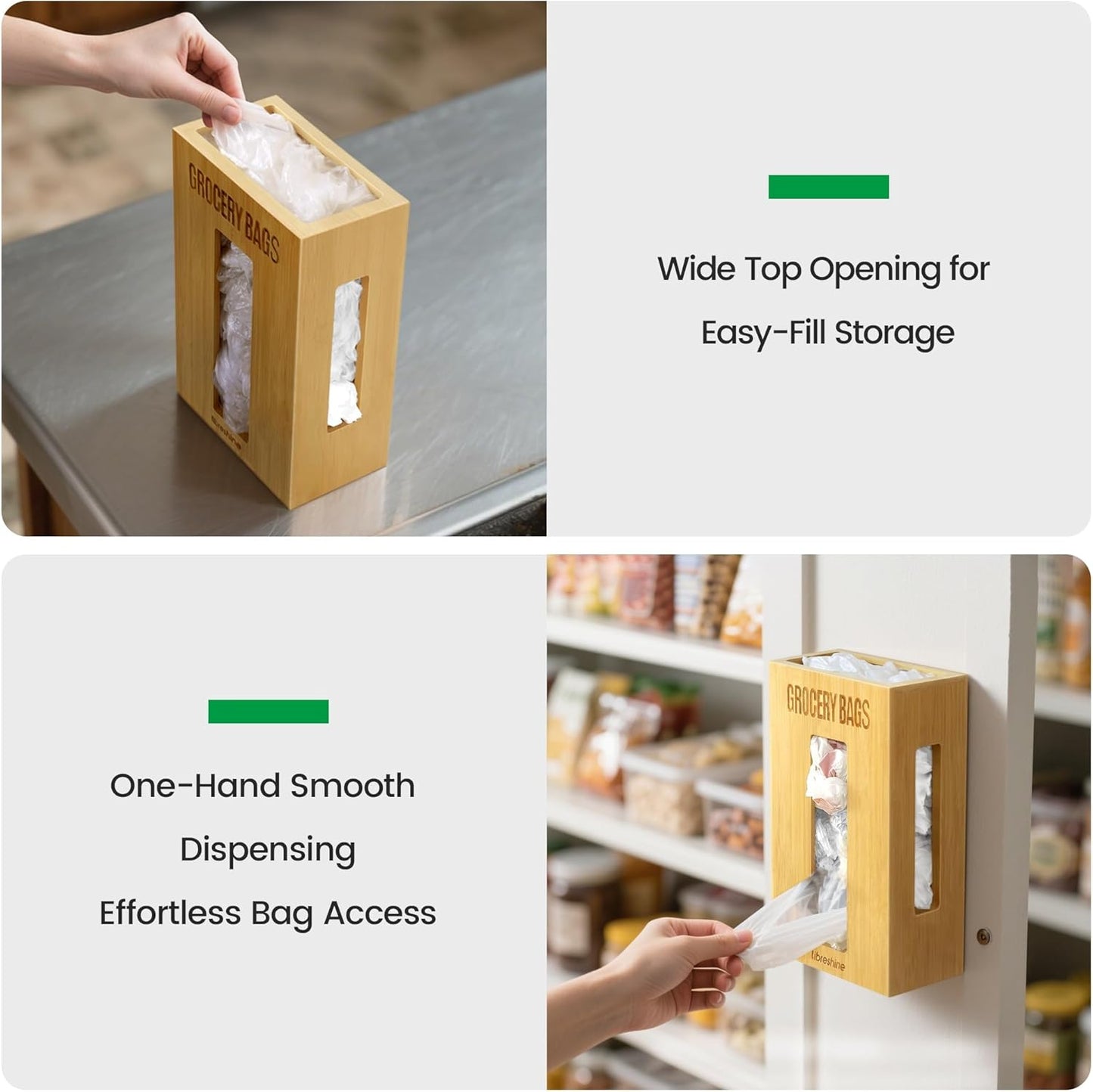 Extra Large Bamboo Grocery Bag Holder for Plastic Bags