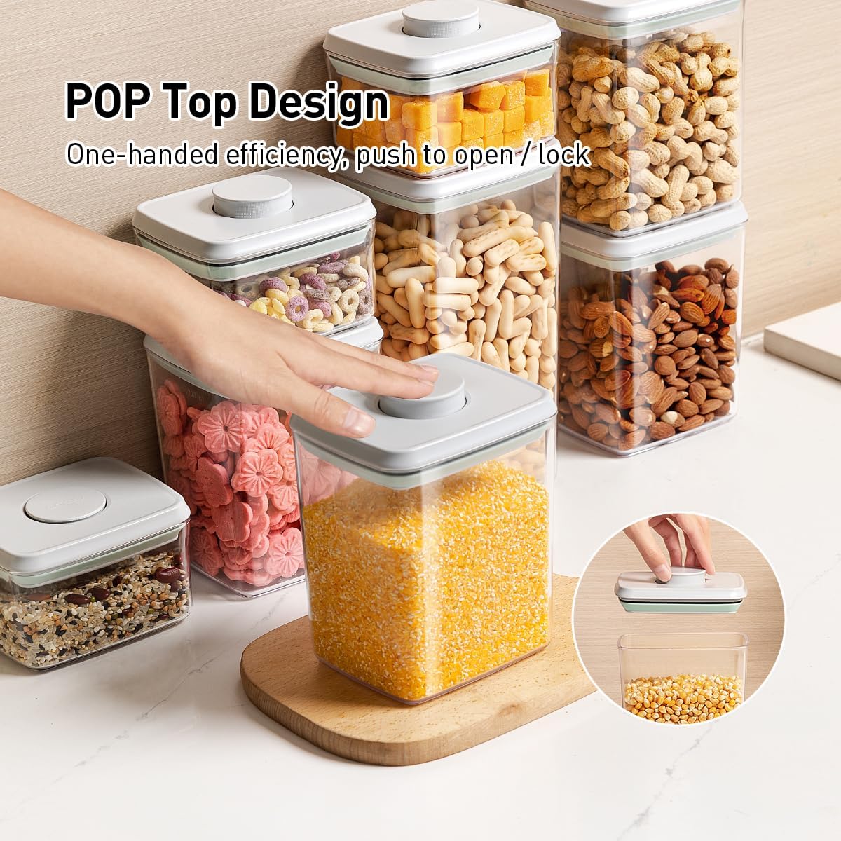 Food Storage Containers with Lids,2.9Qt 2Pcs Airtight Pop Food Storage Containers