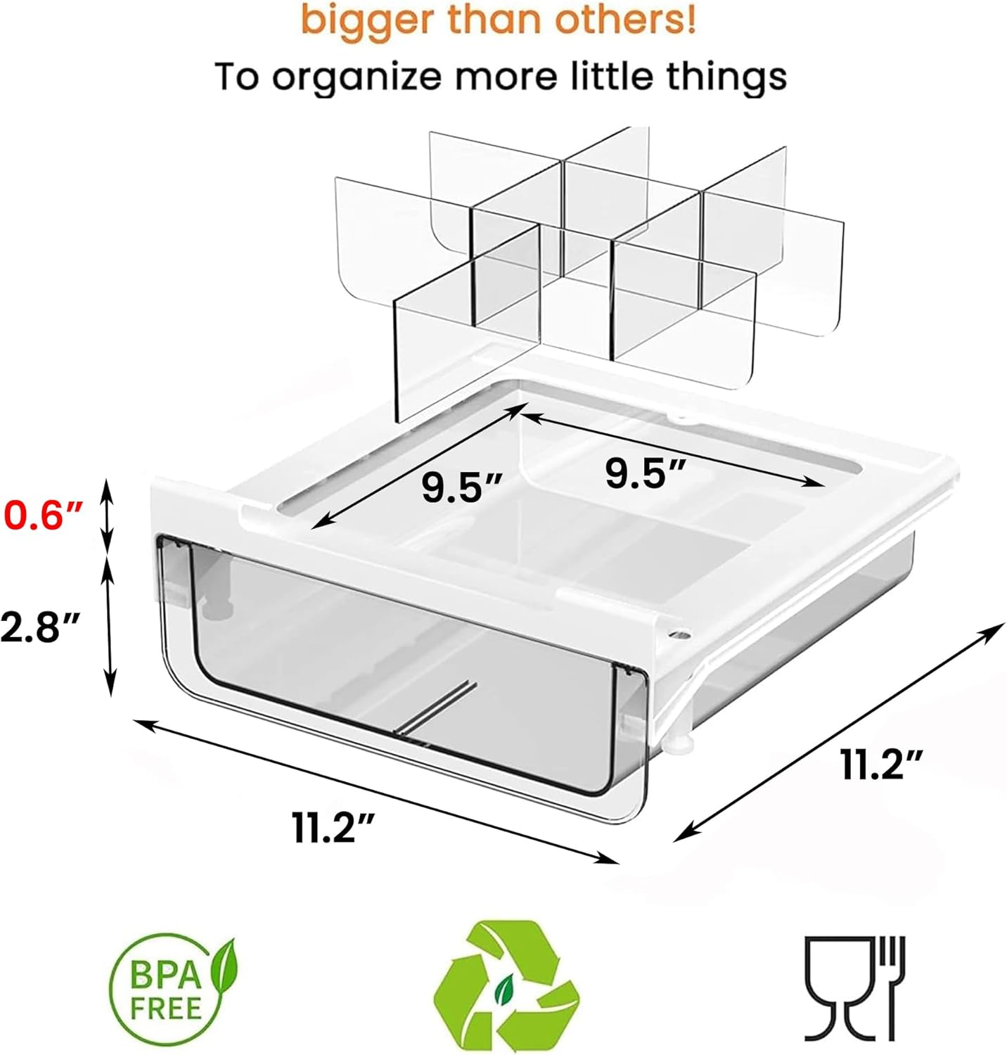 Compact-depth Under Shelf Basket Organizer, Under Shelf Storage Drawer Pull Out