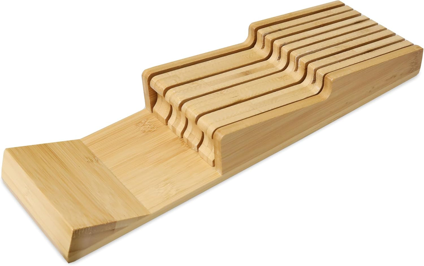 Bamboo In-Drawer Knife Block,Knife Block without Knives, Fit for 9 Knives