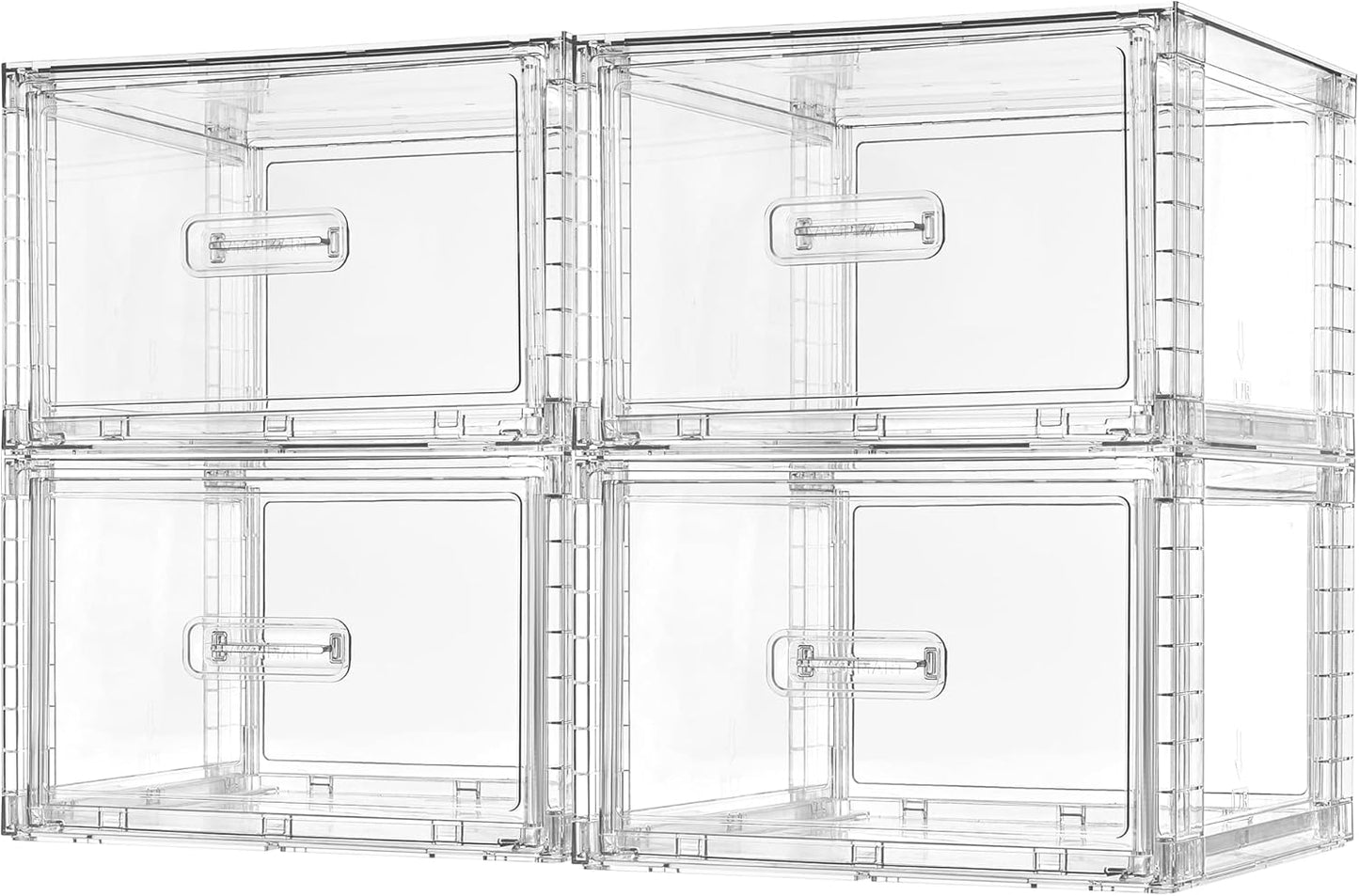 4 Pack 18QT Clear Stackable Storage Drawers,Easily Assemble Closet Organizers,Plastic Storage Bins for Bathroom,Cabinet,Kitchen Pantry,Under Sink Organization(Medium)