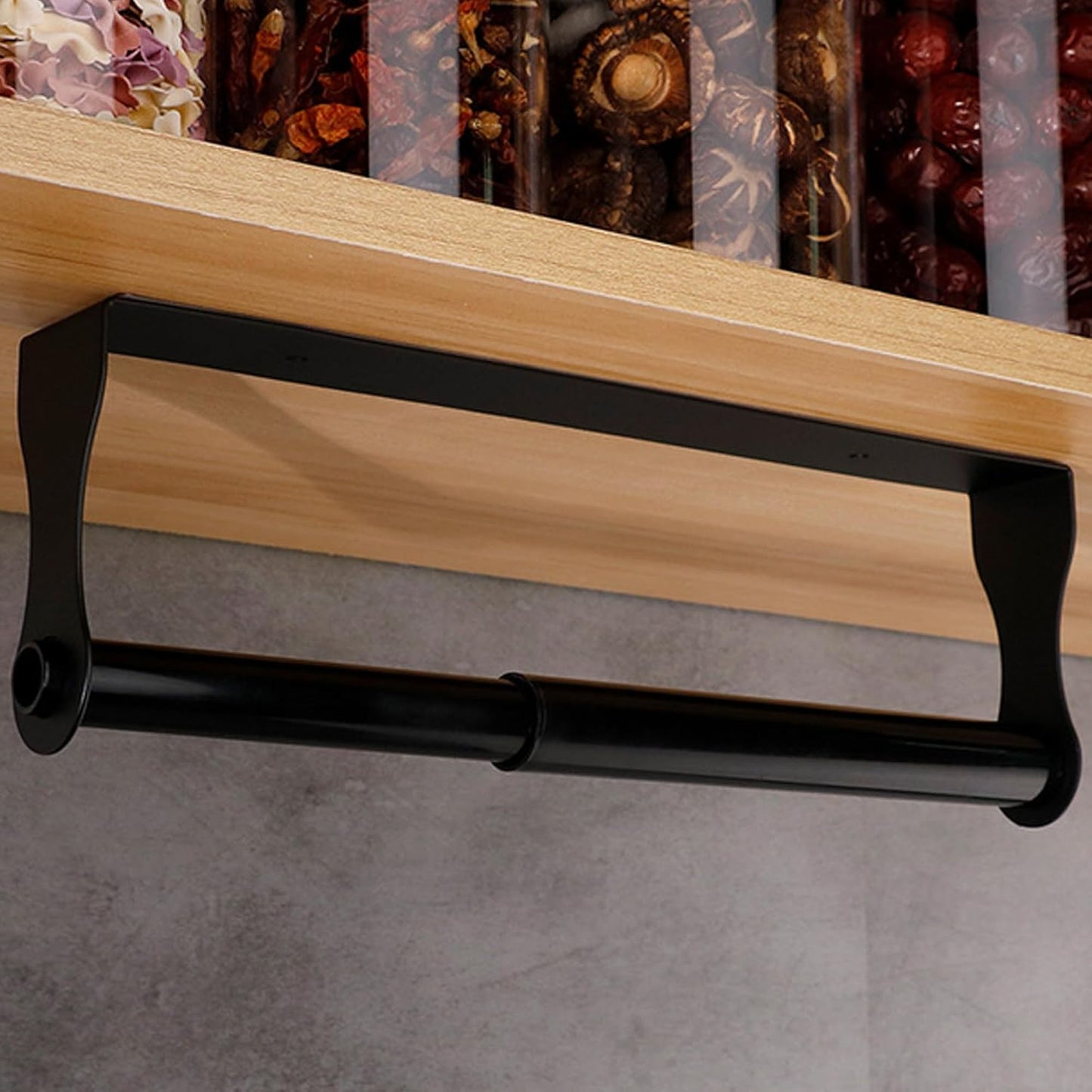Paper Towel Holder, Black Stainless Steel Under Cabinet Wall Mount