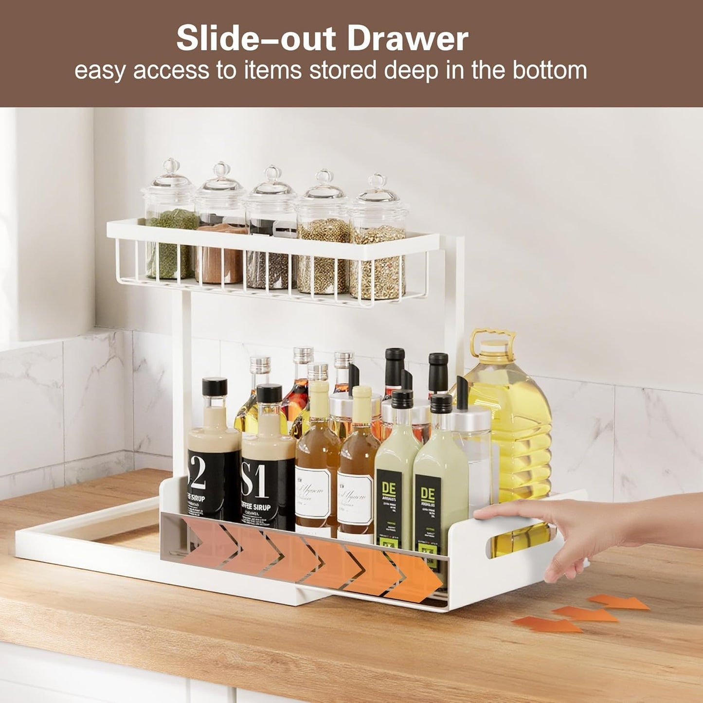 2 Tier Under Sink Organizer and Storage, Slide Out Pull Out Cabinet Organizer Shelf