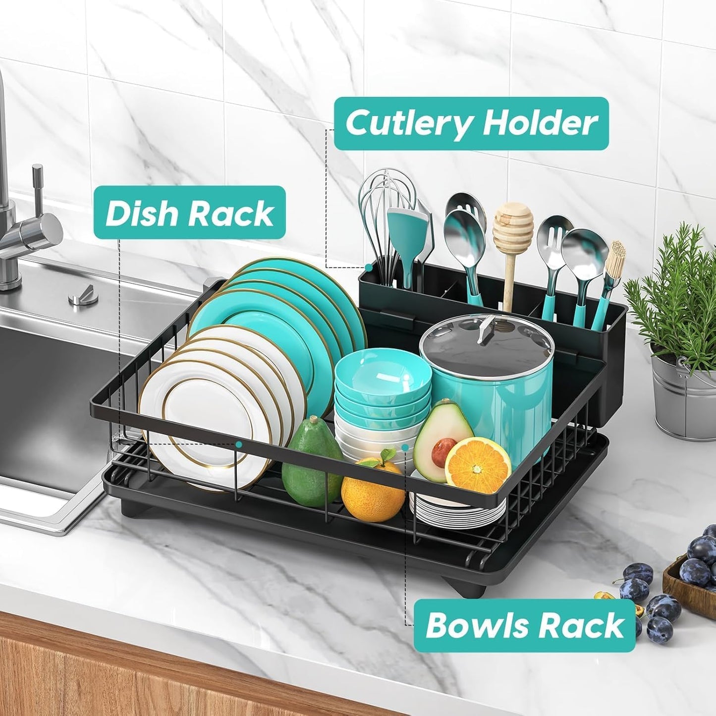 Dish Drying Rack Space-Saving Dish Racks for Kitchen Counter