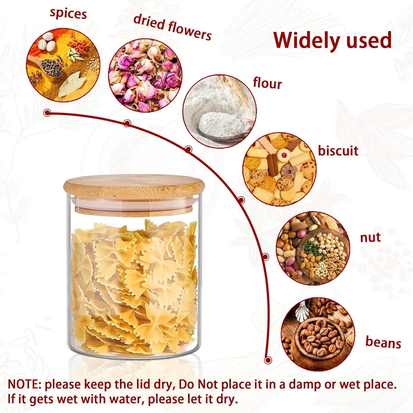 Glass Jars with Bamboo Lids 16 oz, 12pcs Glass Food Storage Jars with Rewritable Labels