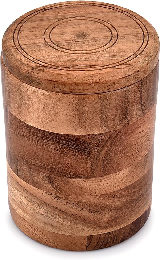 Acacia Wood round wooden storage jar with Lid for Keeping Cookies, Coffee, Flour, Sugar