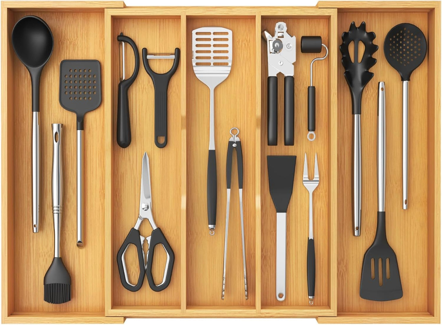 Utensil Organizer for Kitchen Drawer, Expandable Cooking Utensil Tray