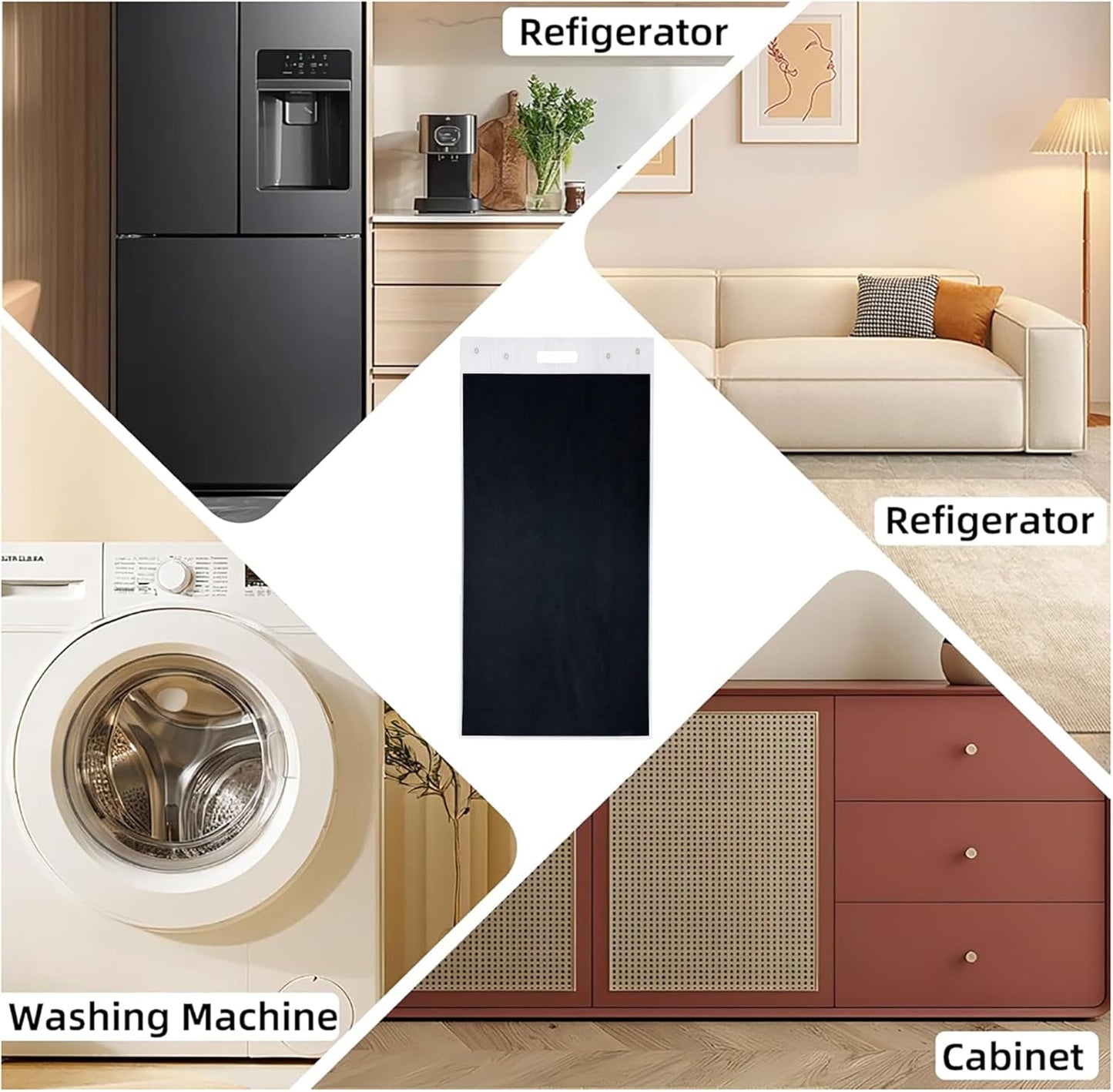 Appliance Furniture Sliders for Heavy Duty Carpet/Hardwood - 660lb Capacity 4-Pack, Thick Non-Scratch Moving Pads for Refrigerators, Safes - Reusable Appliance Mover with Pull Straps (30 * 48in)