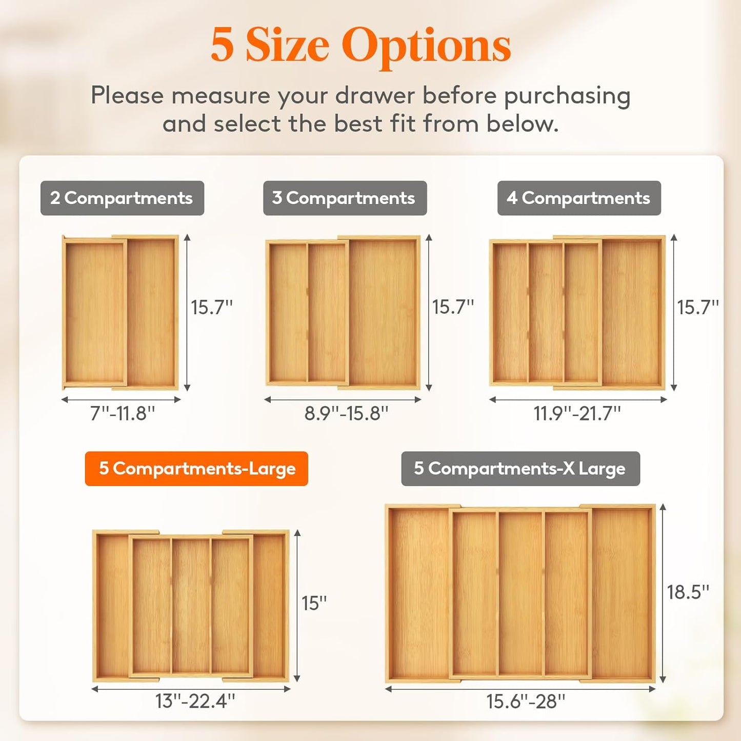 Utensil Organizer for Kitchen Drawer, Expandable Cooking Utensil Tray